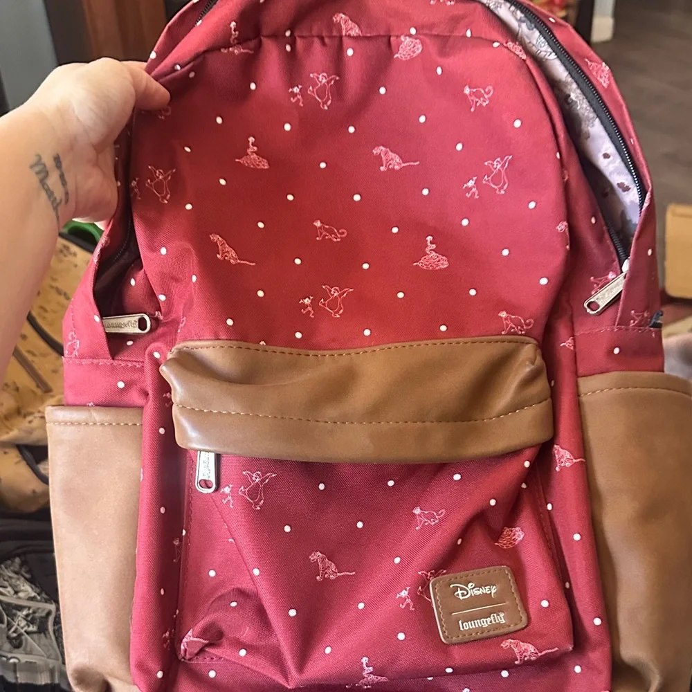 Loungefly Disney Red and Brown Backpack - Picture 2 of 3